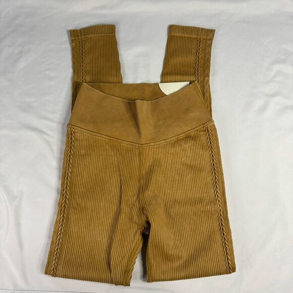 aerie Pants - NWT OFFLINE Aerie Size S Gold Yellow Seamless Cable High Waist Legging Gym Retro